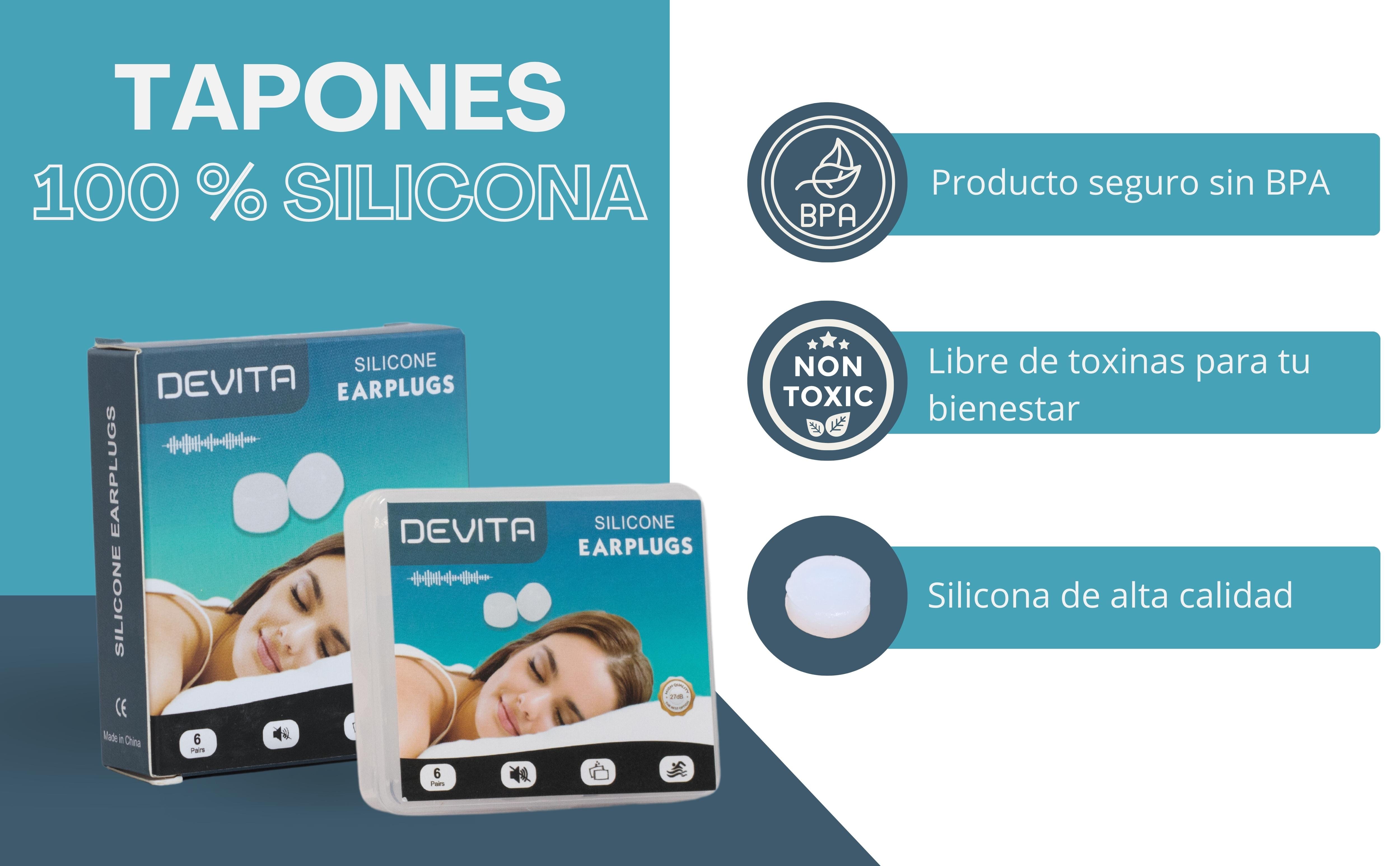Tapones 100% silicona DEVITA — seguro sin BPA, no tóxico y alta calidad